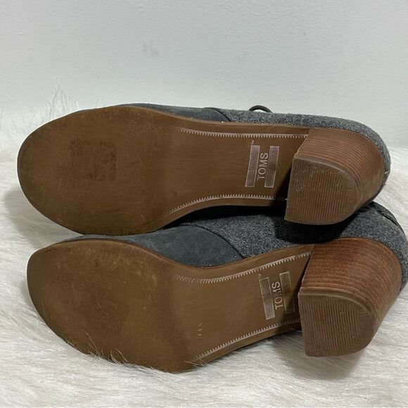 Toms Lunata‎ Grey Suede Block Heeled Lace-Up Booties -- 8.5 - Picture 11 of 13